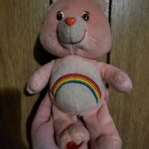 Care Bear Y2k Cheer Bear Pink Plush Bear with Rainbow Design